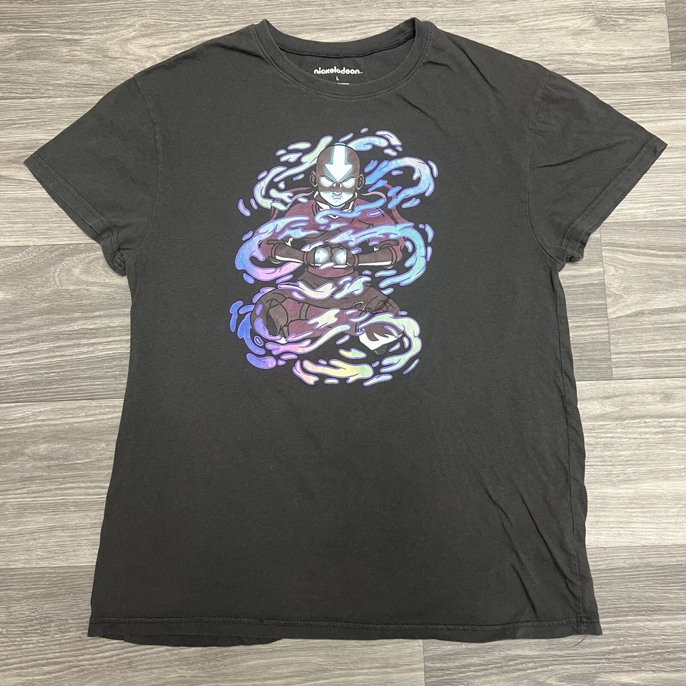 Avatar Last Airbender Shirt Men Large Gray Faded Anime Comic Manga TV Show Promo